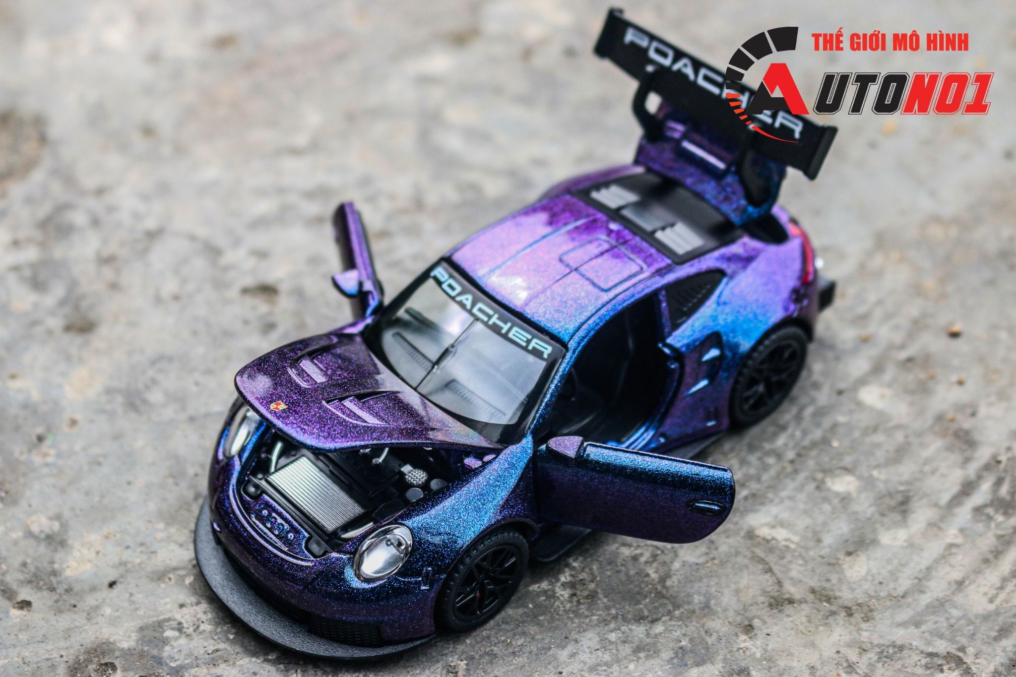 Mô hình xe Porsche GT3 RS full open - có đèn - âm thanh tỉ lệ 1:32 Alloy Model OT32006