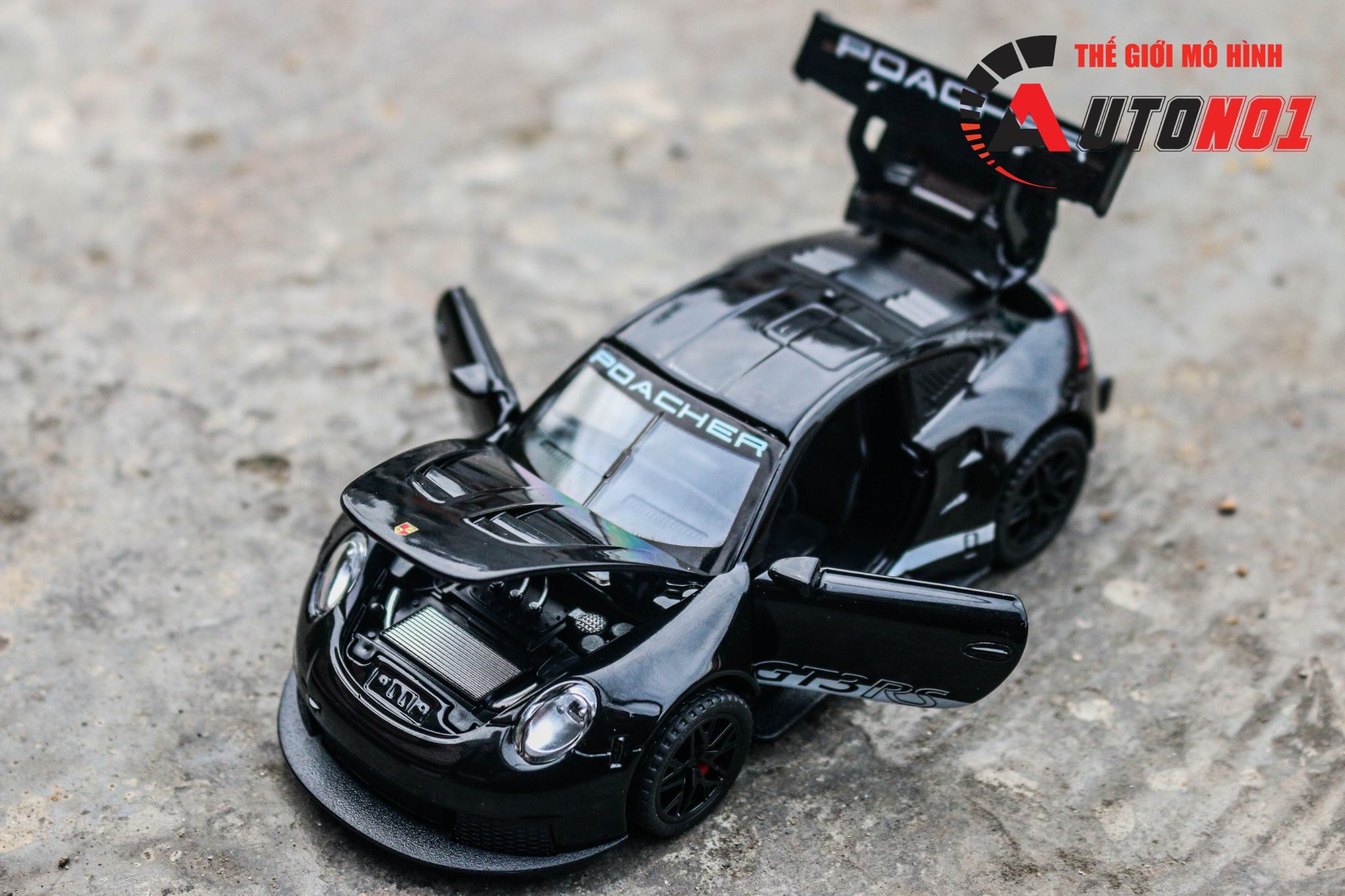 Mô hình xe Porsche GT3 RS full open - có đèn - âm thanh tỉ lệ 1:32 Alloy Model OT32006
