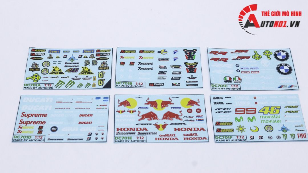  Decal nước cho Yamaha R1 R6 Valentino Rossi 46 99 sun moon dán mọi nền màu cho xe mô hình tỉ lệ 1:12 DC701F 