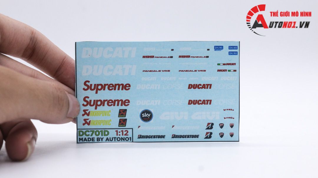 Decal nước cho Ducati panigale 1199 V4 V4S Corse Supreme dán mọi nền màu cho xe mô hình tỉ lệ 1:12 DC701D