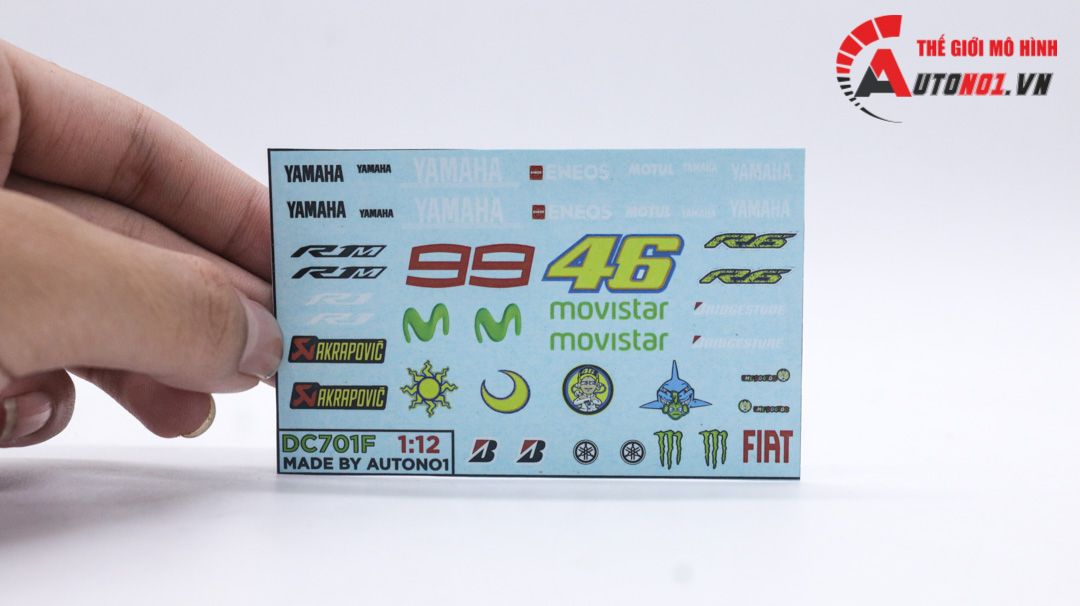  Decal nước cho Yamaha R1 R6 Valentino Rossi 46 99 sun moon dán mọi nền màu cho xe mô hình tỉ lệ 1:12 DC701F 