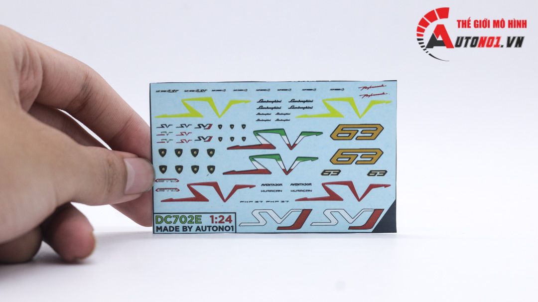  Decal nước Lamborghini Aventador SVJ 63 huracan STO dán mọi nền màu cho xe mô hình tỉ lệ 1:24 DC702E 