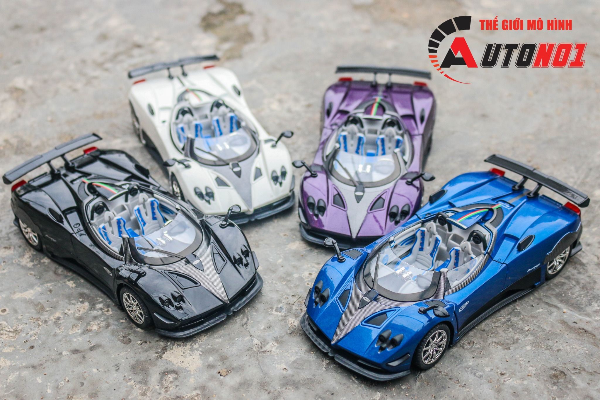 Mô hình xe Pagani Zonda HP Barchetta full open - full kính tỉ lệ 1:24 Newao OT24049