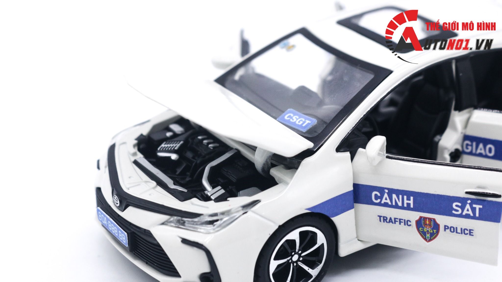 Mô hình xe ô tô độ CSGT Toyota Corolla Altis 2022 full open 1:32 Che Zhi Autono1 OT130