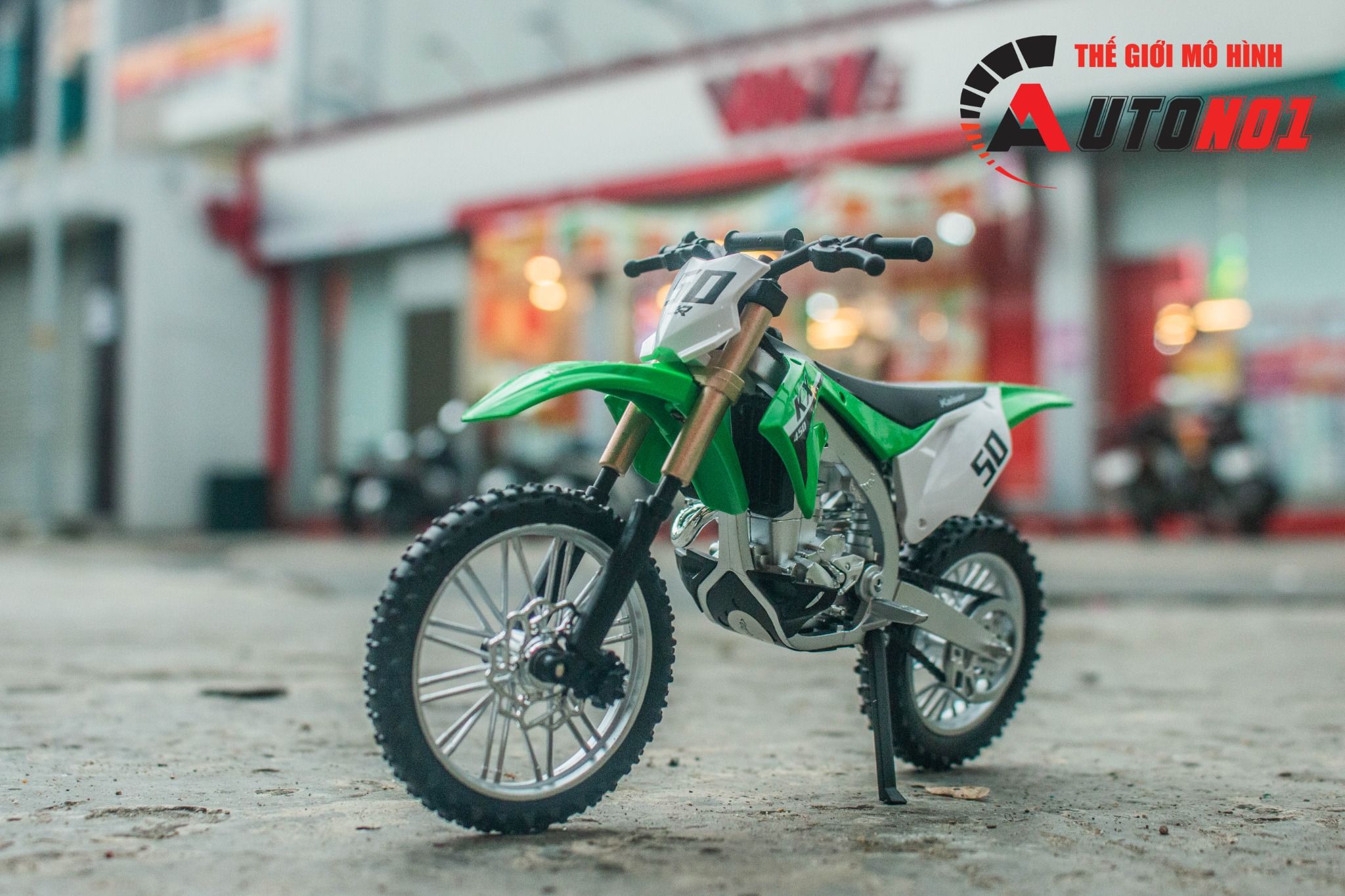 Mô hình xe cào cào Kawasaki KX450 tỉ lệ 1:12 Jiaye Model MT12007