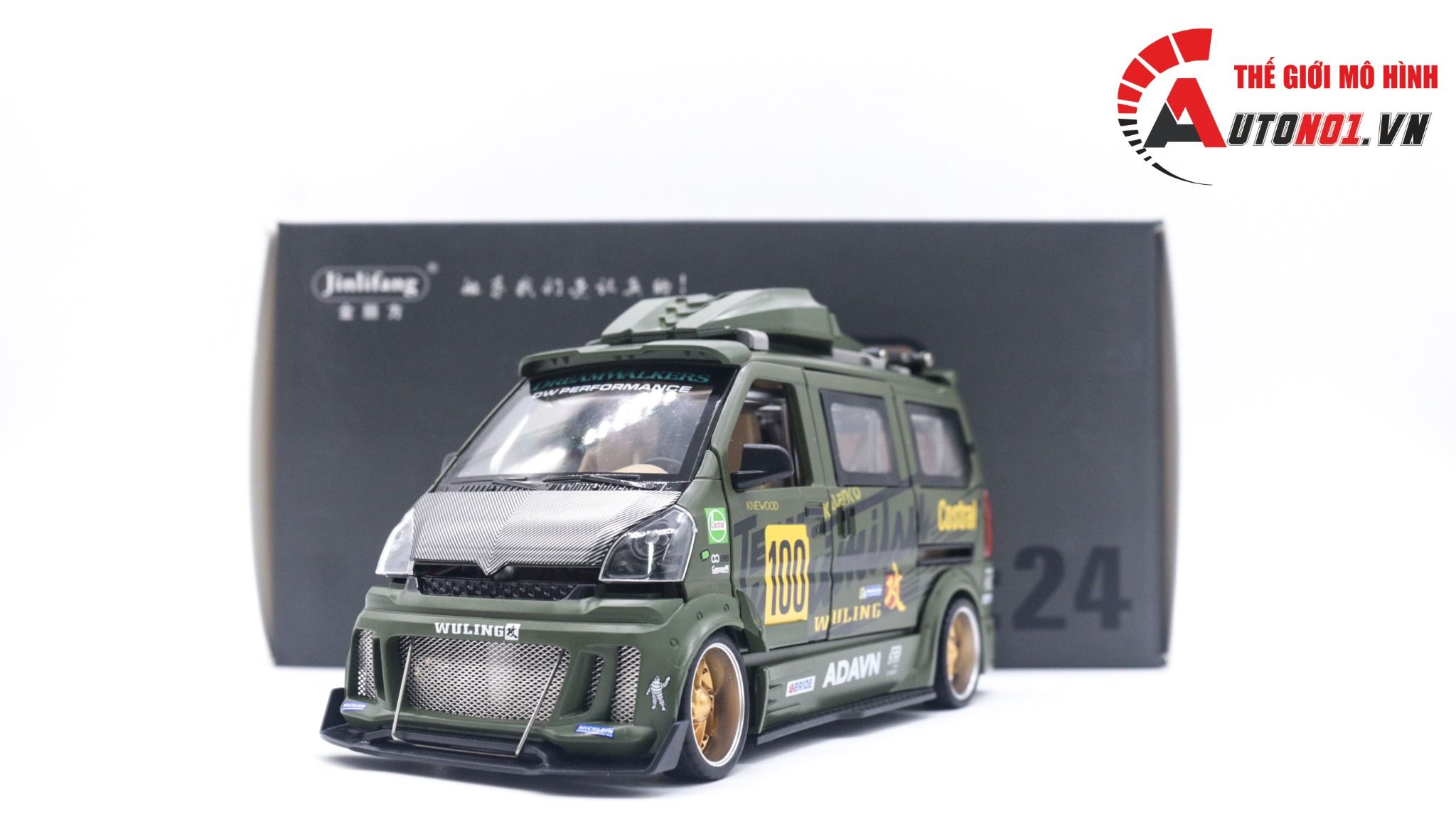 Mô hình xe Van phiên bản độ Wuling HongGuang 1:24 hộp xốp Jinlifang OT120