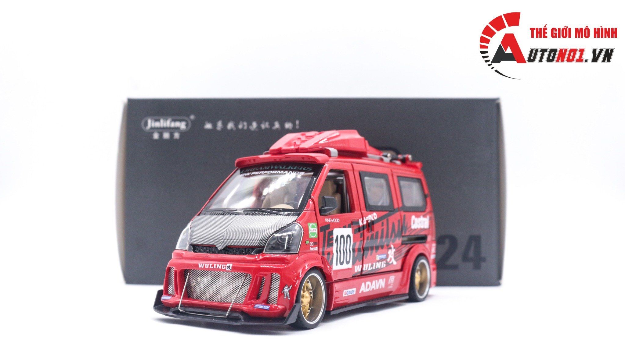 Mô hình xe Van phiên bản độ Wuling HongGuang 1:24 hộp xốp Jinlifang OT120