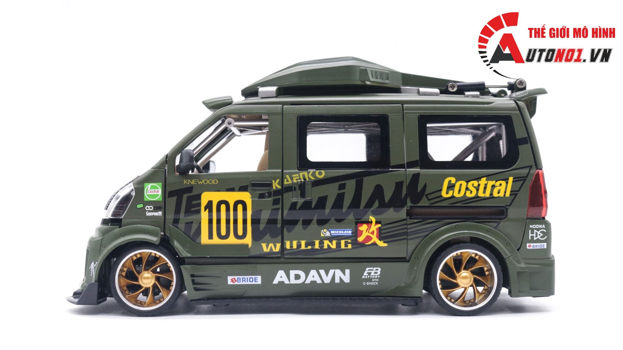 Mô hình xe Van phiên bản độ Wuling HongGuang 1:24 hộp xốp Jinlifang OT120