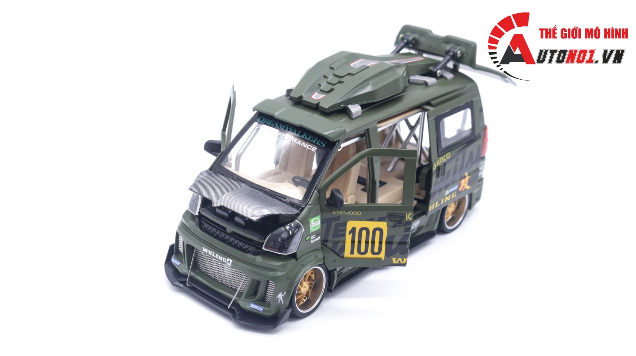 Mô hình xe Van phiên bản độ Wuling HongGuang 1:24 hộp xốp Jinlifang OT120