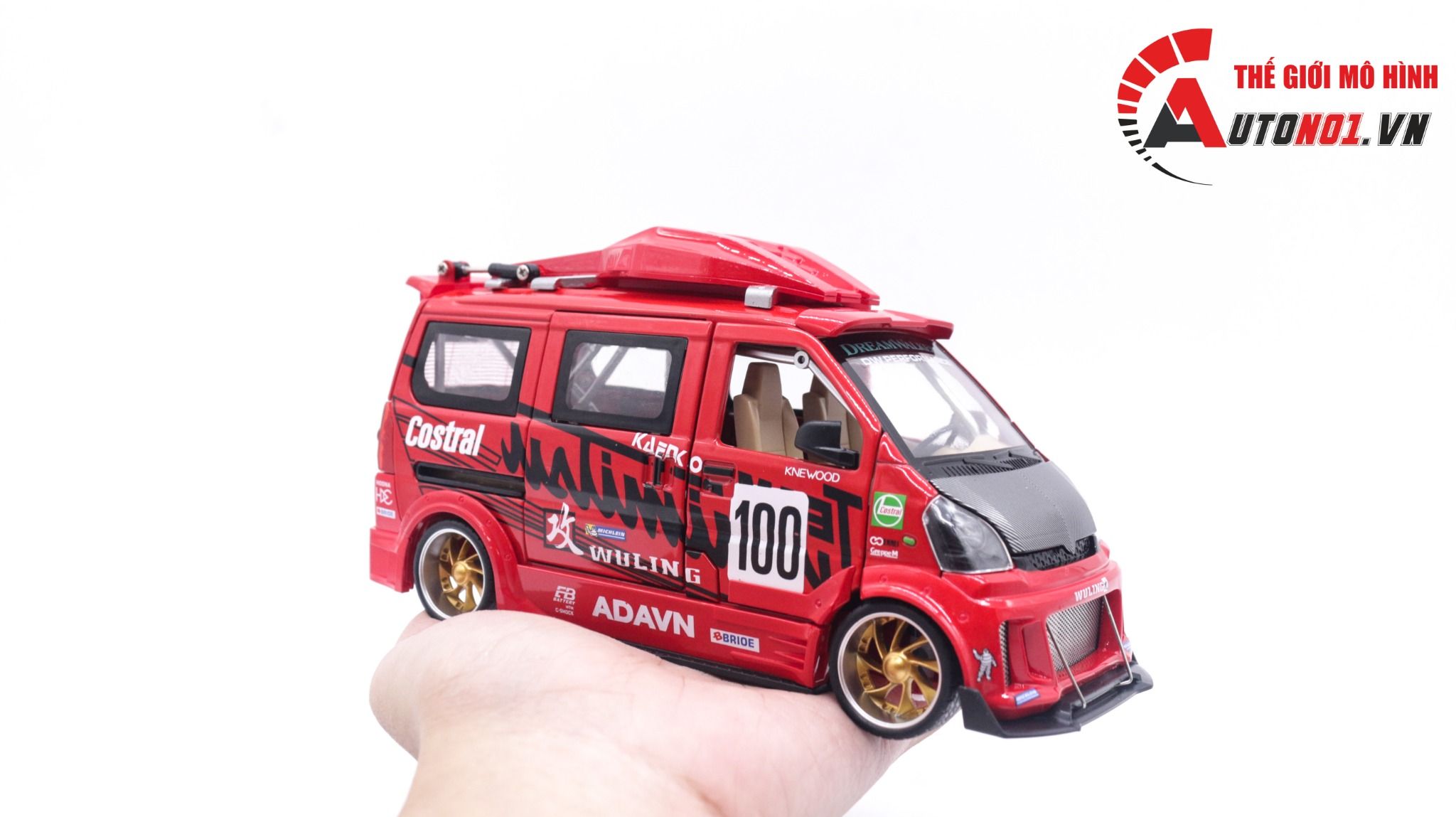 Mô hình xe Van phiên bản độ Wuling HongGuang 1:24 hộp xốp Jinlifang OT120