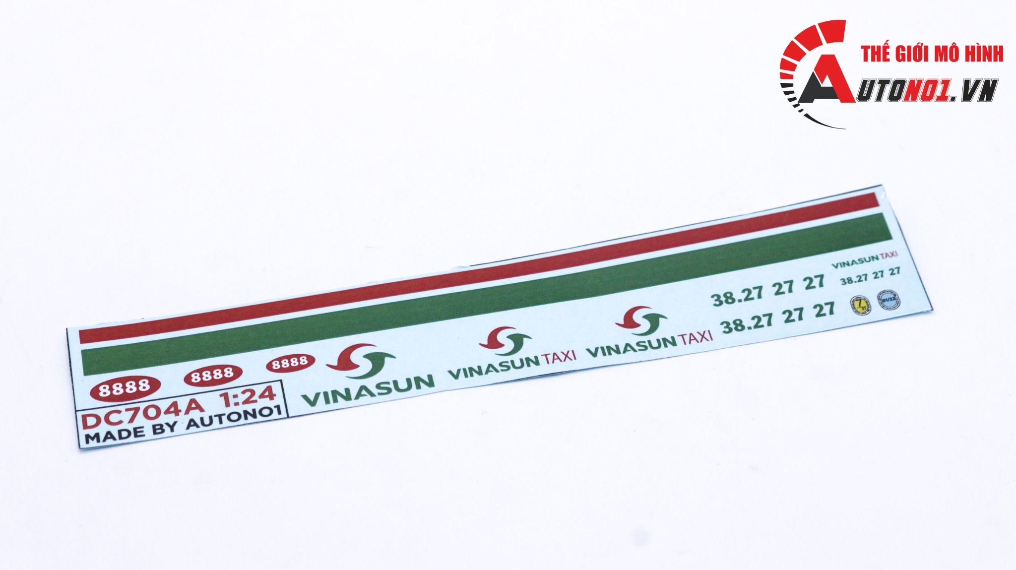  Decal nước cho xe dịch vụ - thương mại Vinasun taxi dán mọi nền màu cho xe mô hình tỉ lệ 1:24 DC704 