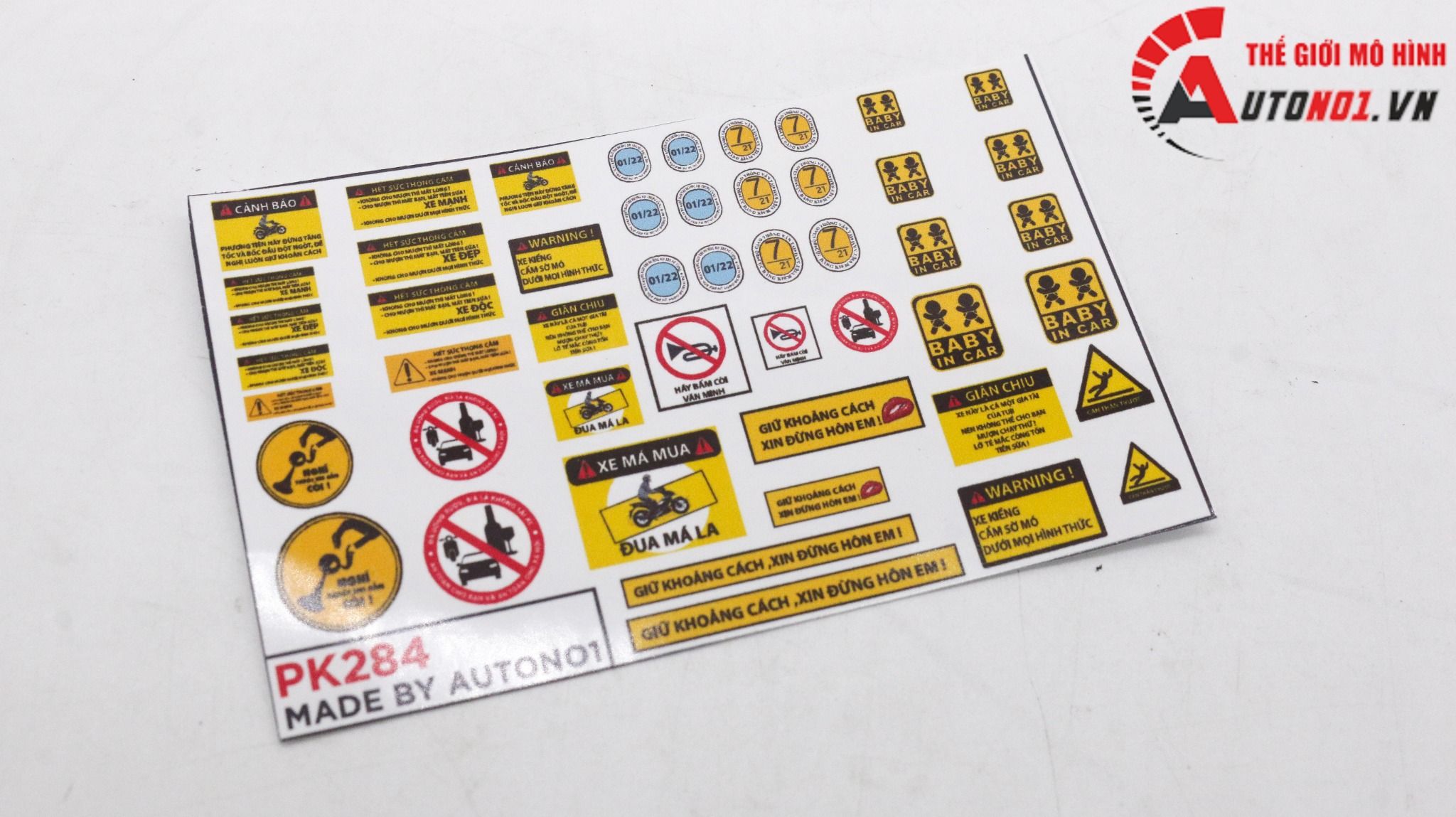  Decal UV dán cảnh báo - đăng kiểm cho xe mô hình tỉ lệ 1:32 - 1:24 - 1:18 Autono1 PK284 