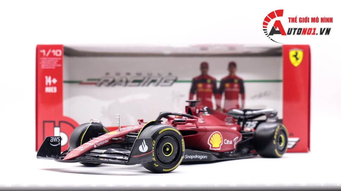 Mô hình xe đua F1-75 Ferrari Formula Racing 2022 tỉ lệ 1:18 Bburago 8115