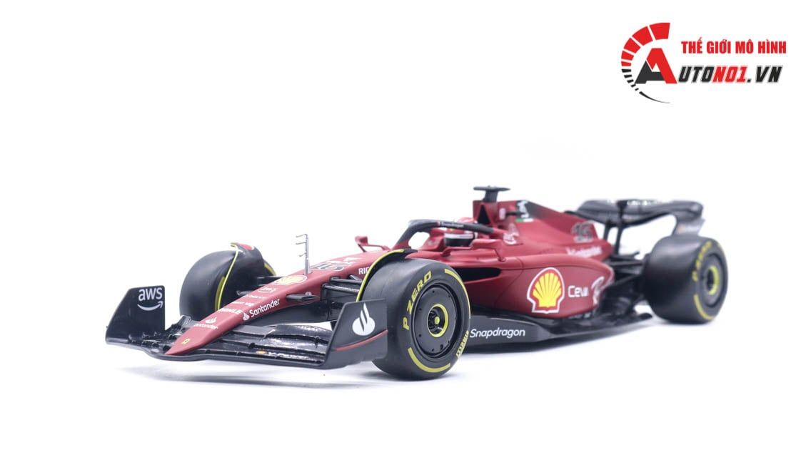 Mô hình xe đua F1-75 Ferrari Formula Racing 2022 tỉ lệ 1:18 Bburago 8115