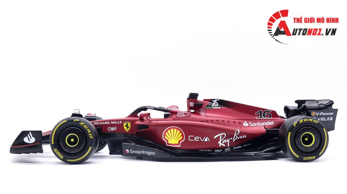 Mô hình xe đua F1-75 Ferrari Formula Racing 2022 tỉ lệ 1:18 Bburago 8115