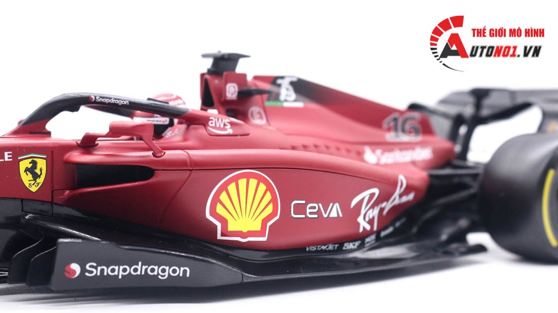 Mô hình xe đua F1-75 Ferrari Formula Racing 2022 tỉ lệ 1:18 Bburago 8115