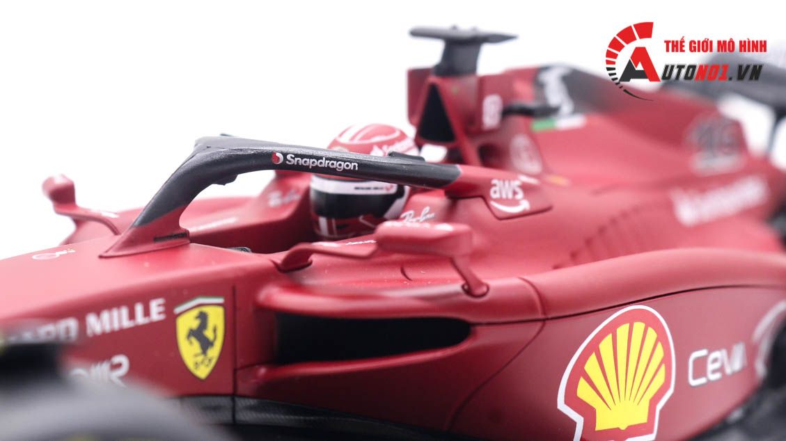 Mô hình xe đua F1-75 Ferrari Formula Racing 2022 tỉ lệ 1:18 Bburago 8115