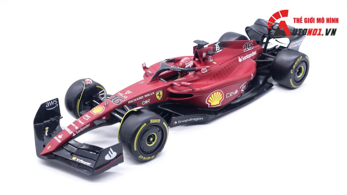 Mô hình xe đua F1-75 Ferrari Formula Racing 2022 tỉ lệ 1:18 Bburago 8115