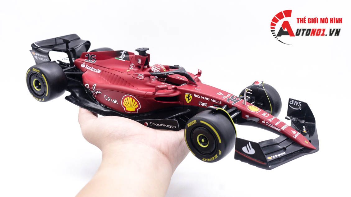 Mô hình xe đua F1-75 Ferrari Formula Racing 2022 tỉ lệ 1:18 Bburago 8115