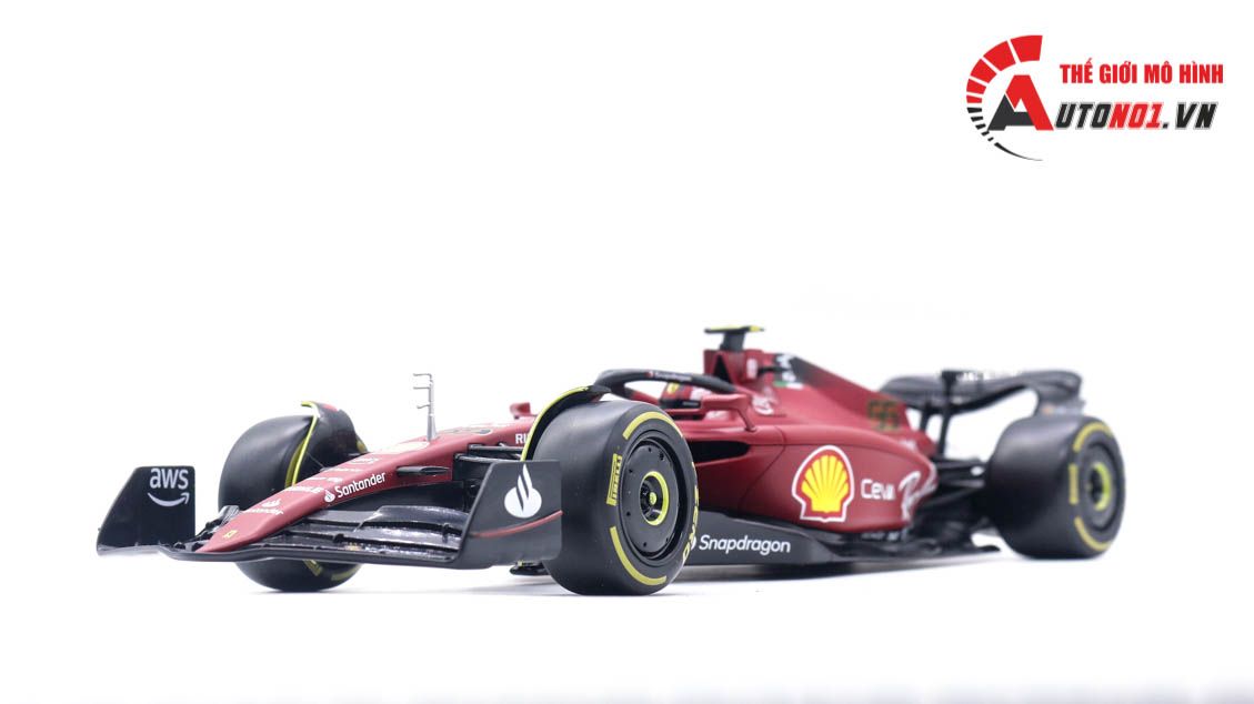 Mô hình xe đua F1-75 Ferrari Formula Racing 2022 tỉ lệ 1:18 Bburago 8115