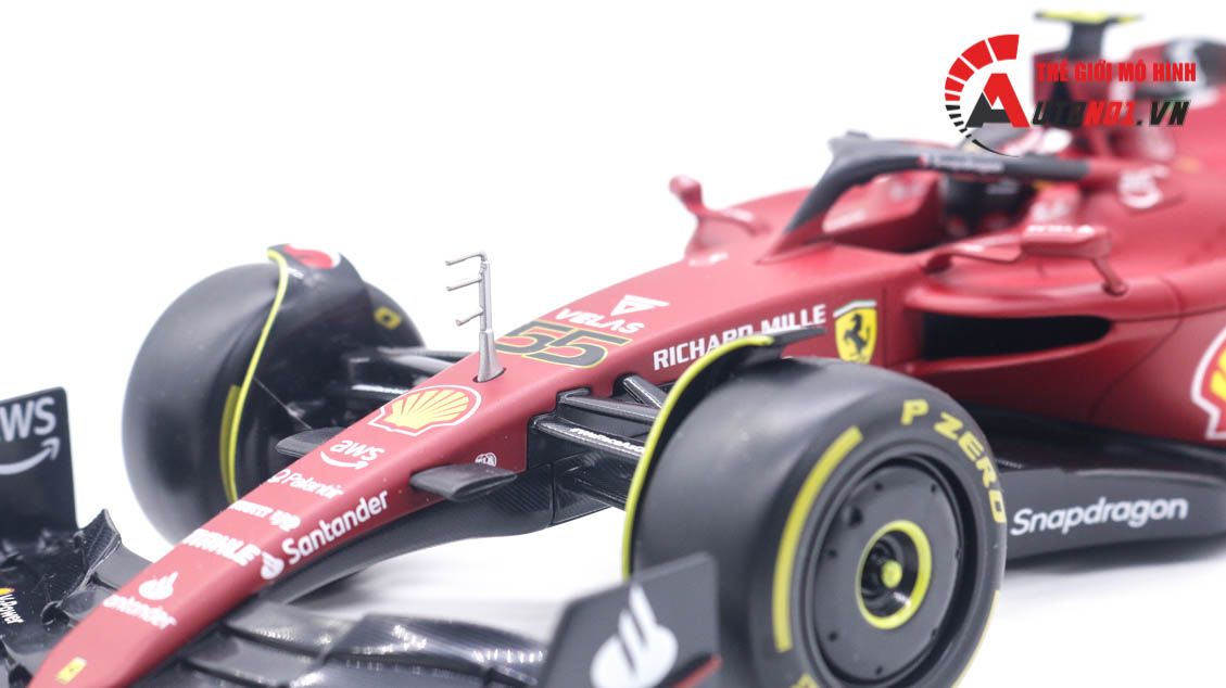 Mô hình xe đua F1-75 Ferrari Formula Racing 2022 tỉ lệ 1:18 Bburago 8115