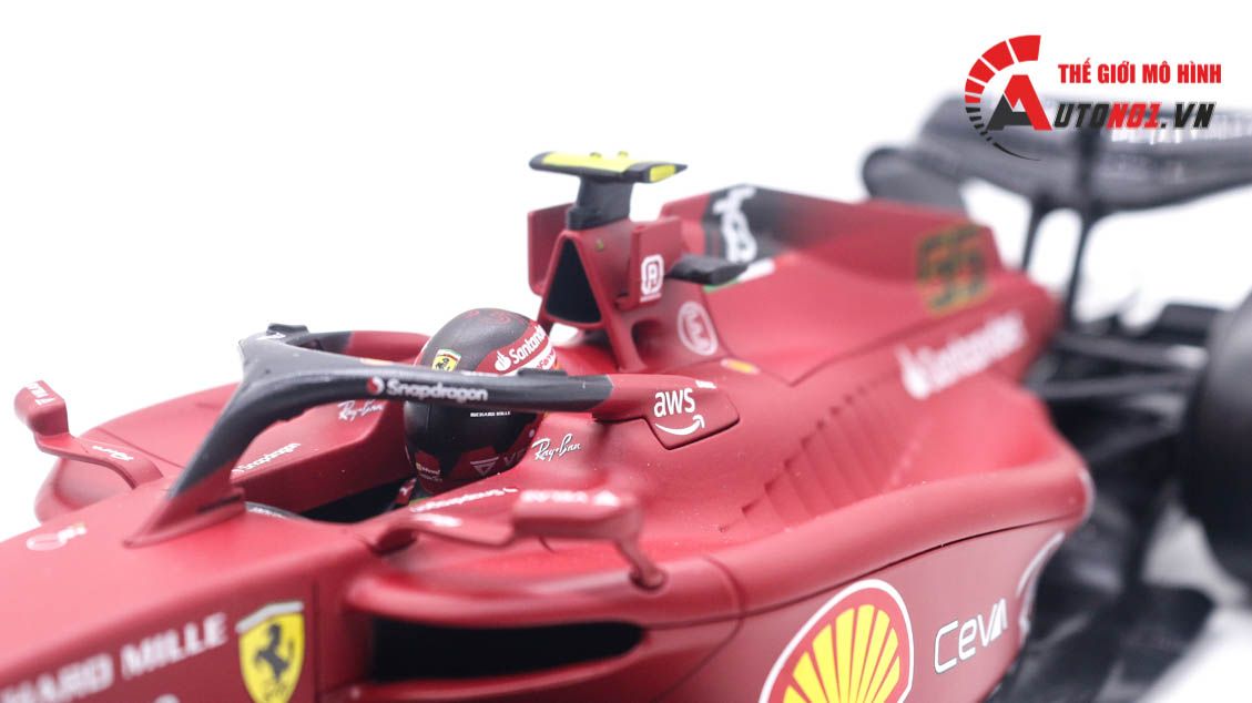 Mô hình xe đua F1-75 Ferrari Formula Racing 2022 tỉ lệ 1:18 Bburago 8115
