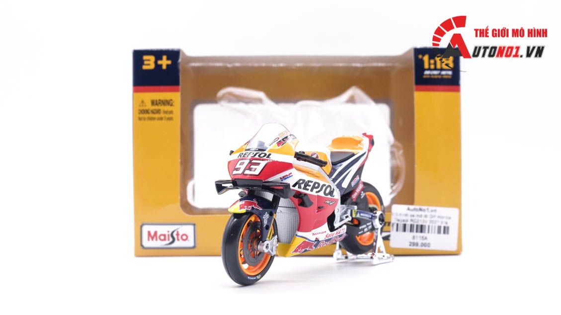 Mô hình xe mô tô GP Honda Repsol RC213V 2021 tỉ lệ 1:18 Maisto 8116