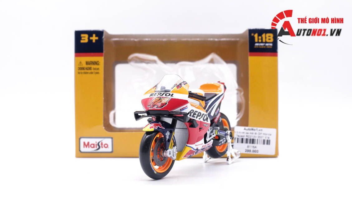 Mô hình xe mô tô GP Honda Repsol RC213V 2021 tỉ lệ 1:18 Maisto 8116