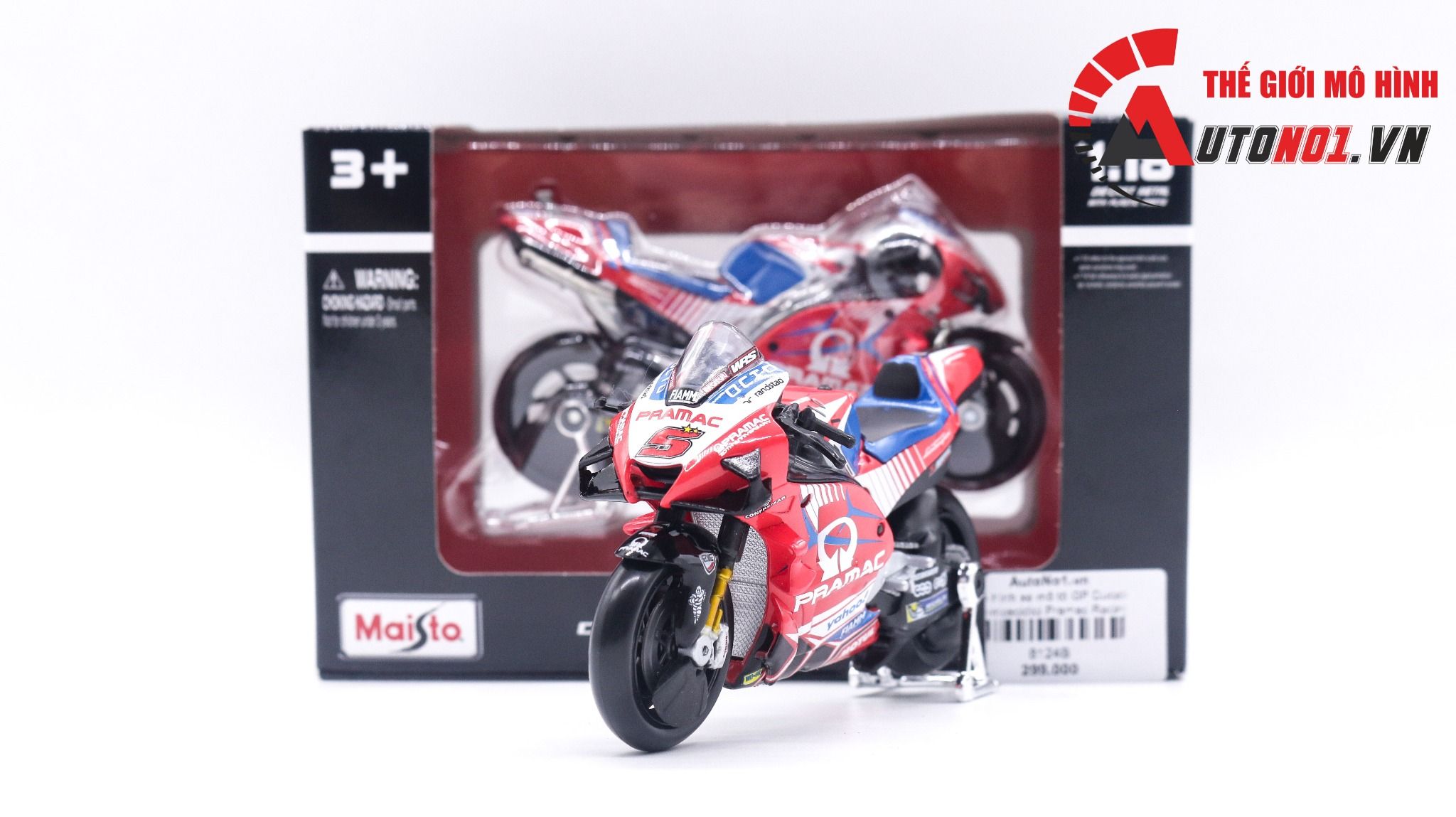  Mô hình xe mô tô GP Ducati Desmoscidici Pramac Racing 2021 tỉ lệ 1:18 Maisto 8124 