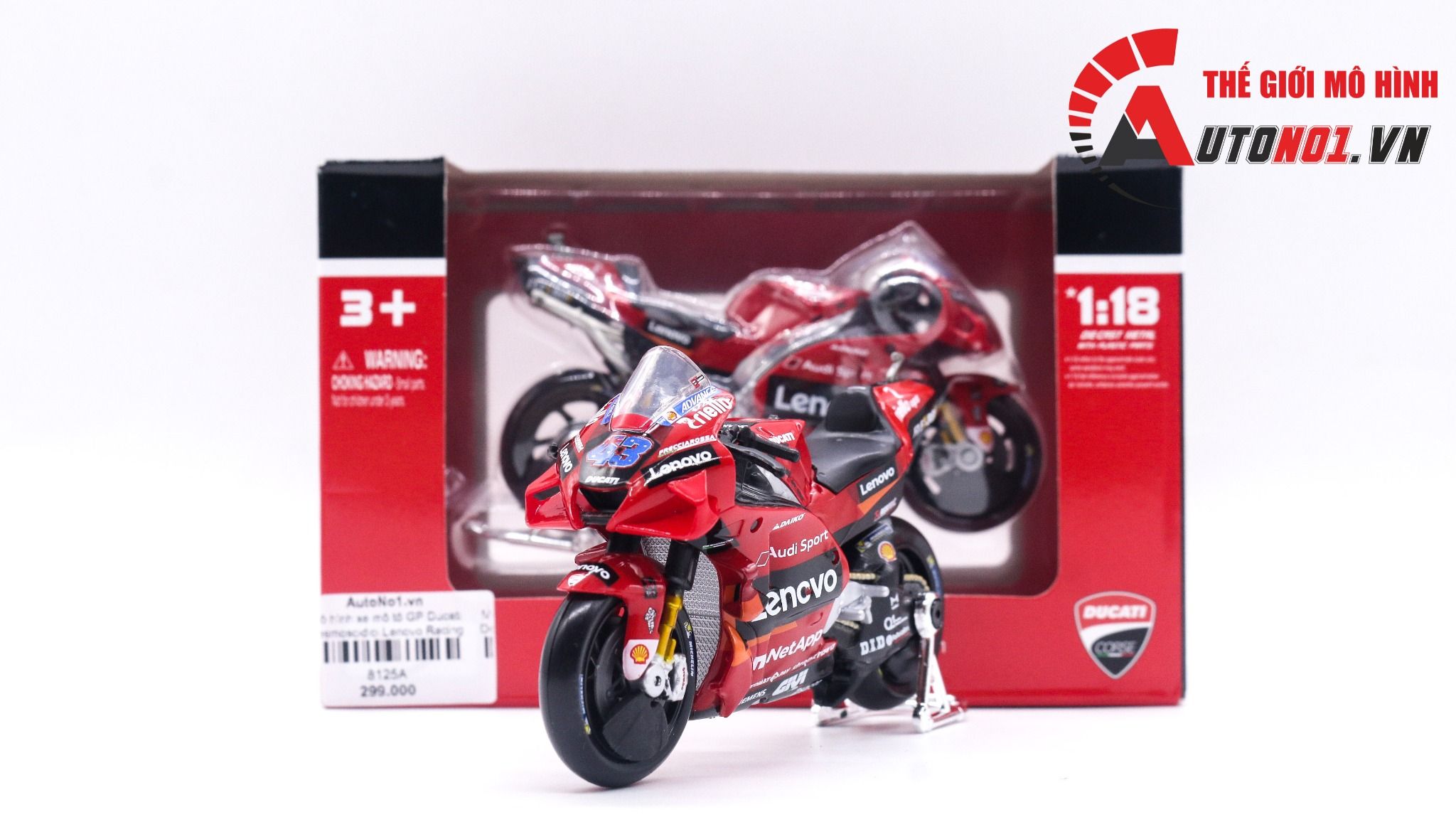  Mô hình xe mô tô GP Ducati Desmoscidici Lenovo Racing 2022 tỉ lệ 1:18 Maisto 8125 