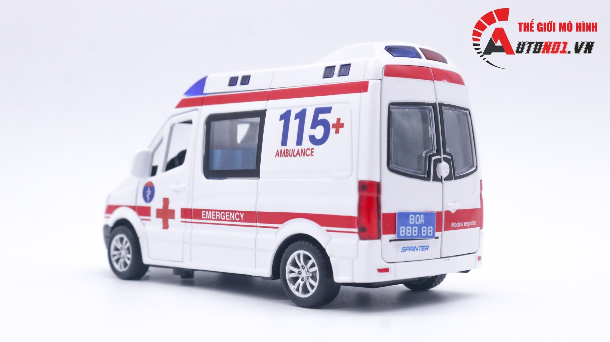 Mô hình xe độ cứu thương Mercedes Benz Sprinter chuyên dụng 115 tỉ lệ 1:32 Alloy Model Autono1 OT179