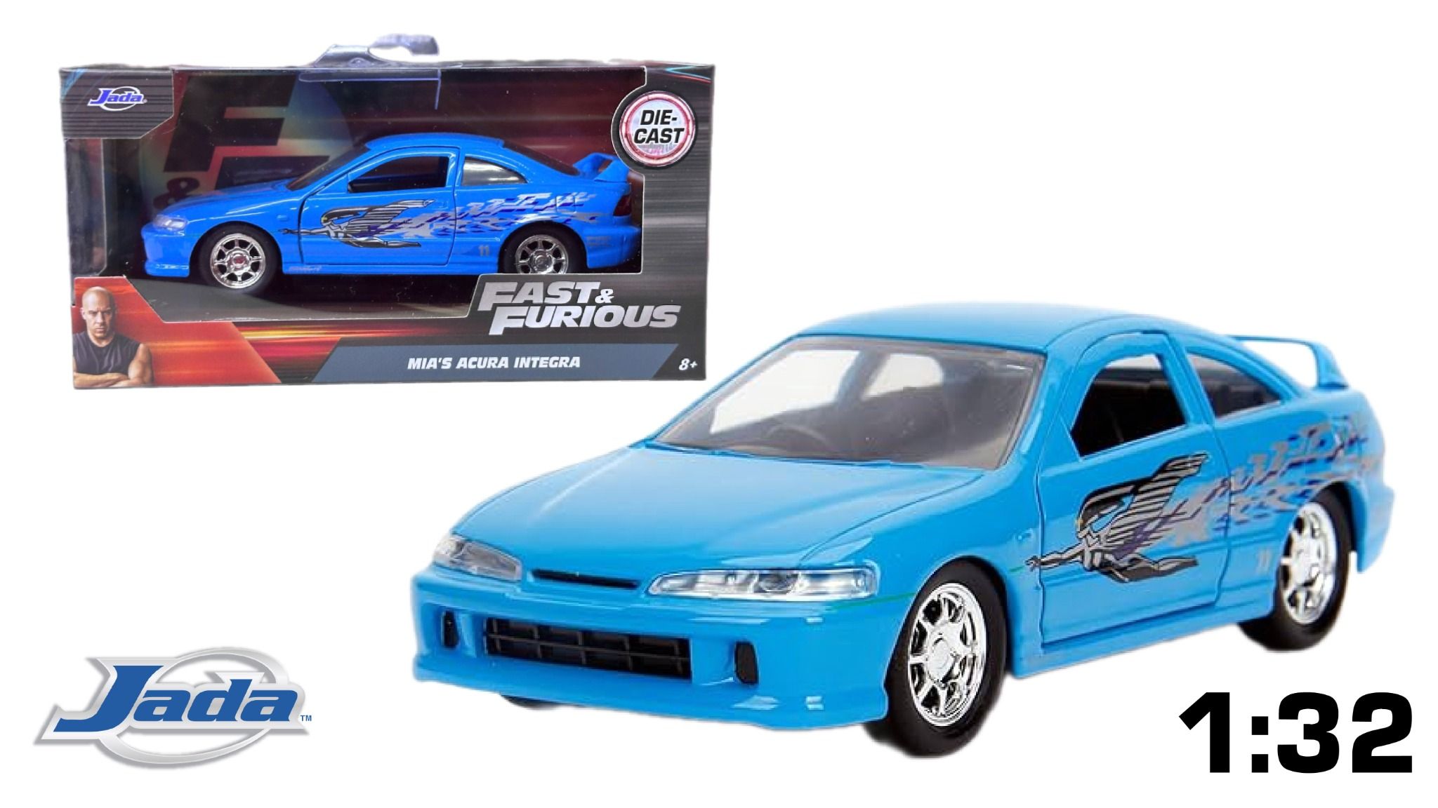 Mô hình xe Honda Acura Integra Type-R Fast & Furious Mia's 1995 tỉ lệ 1:32 Jada 24075
