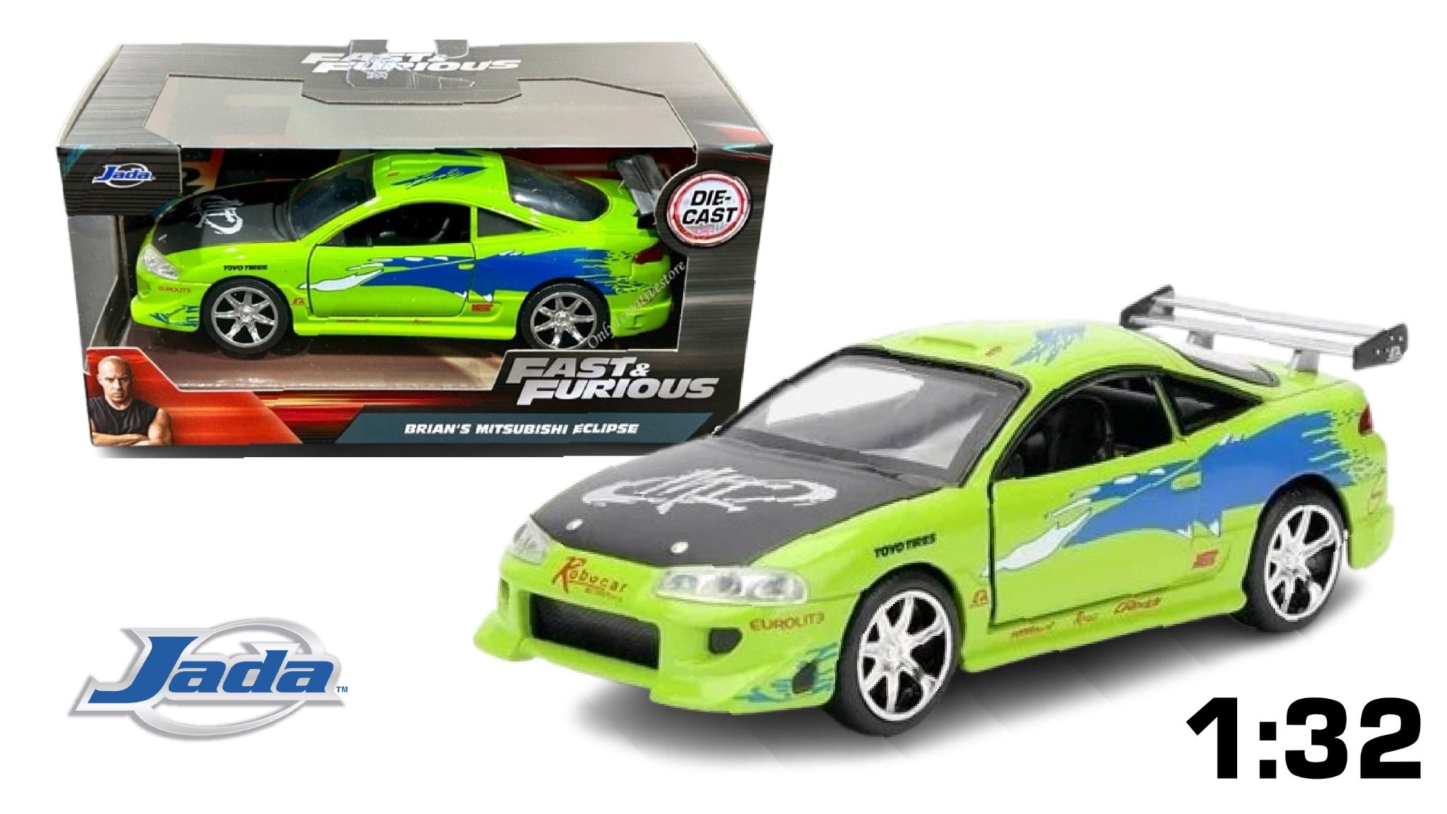 Mô hình xe Mitsubishi Eclipse Brian's Fast & Furious tỉ lệ 1:32 Jada 24075