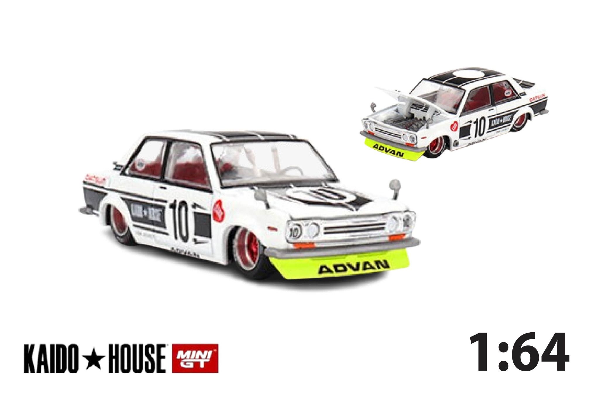 Mô hình xe Datsun 510 Street Team XMM V1 #10 tỉ lệ 1:64 Kaido House KHMG176