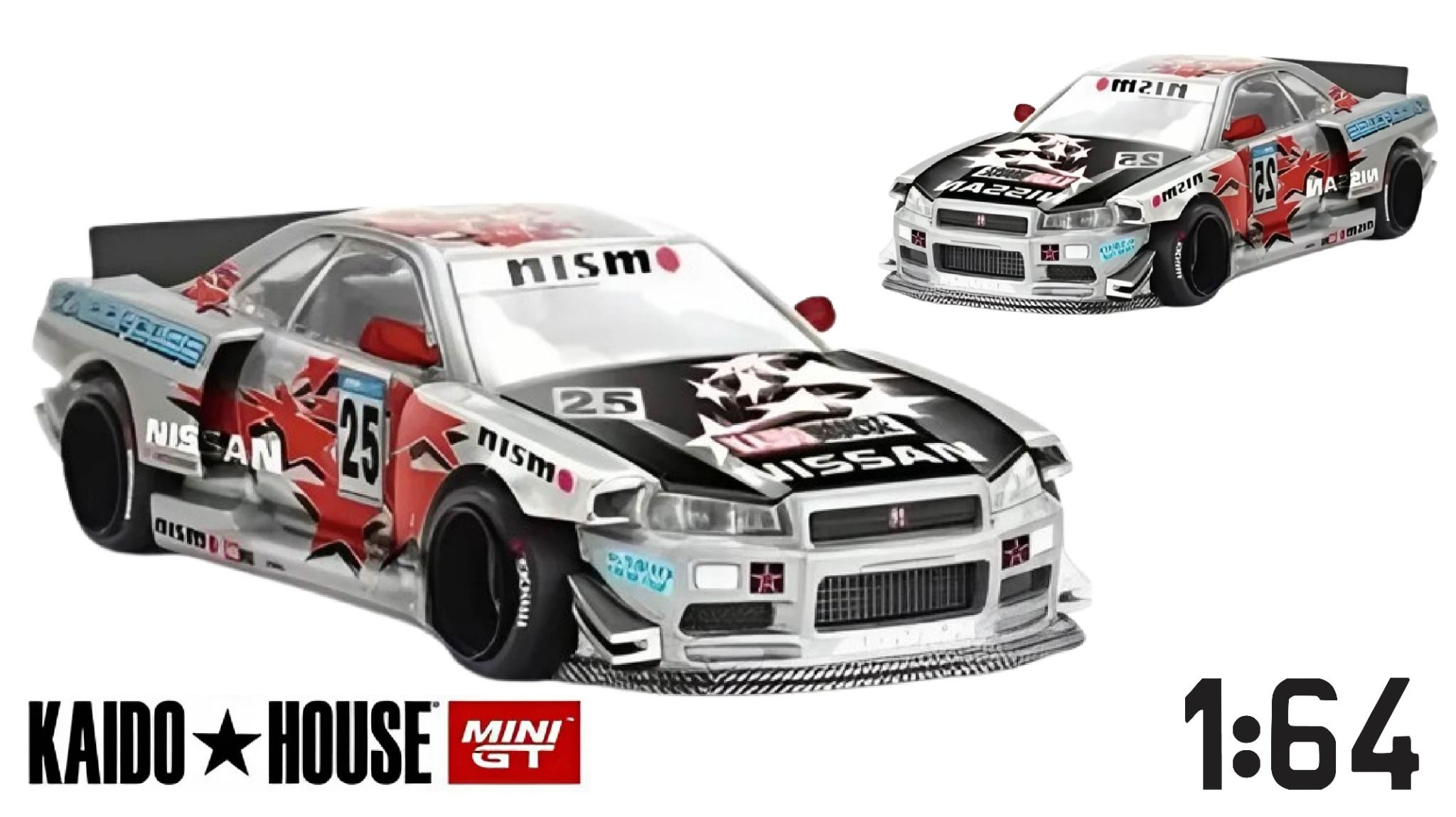 Mô hình xe Nissan Skyline GT-R R34 Kaido Star Racing V1 1:64 Kaidohouse KHMG197