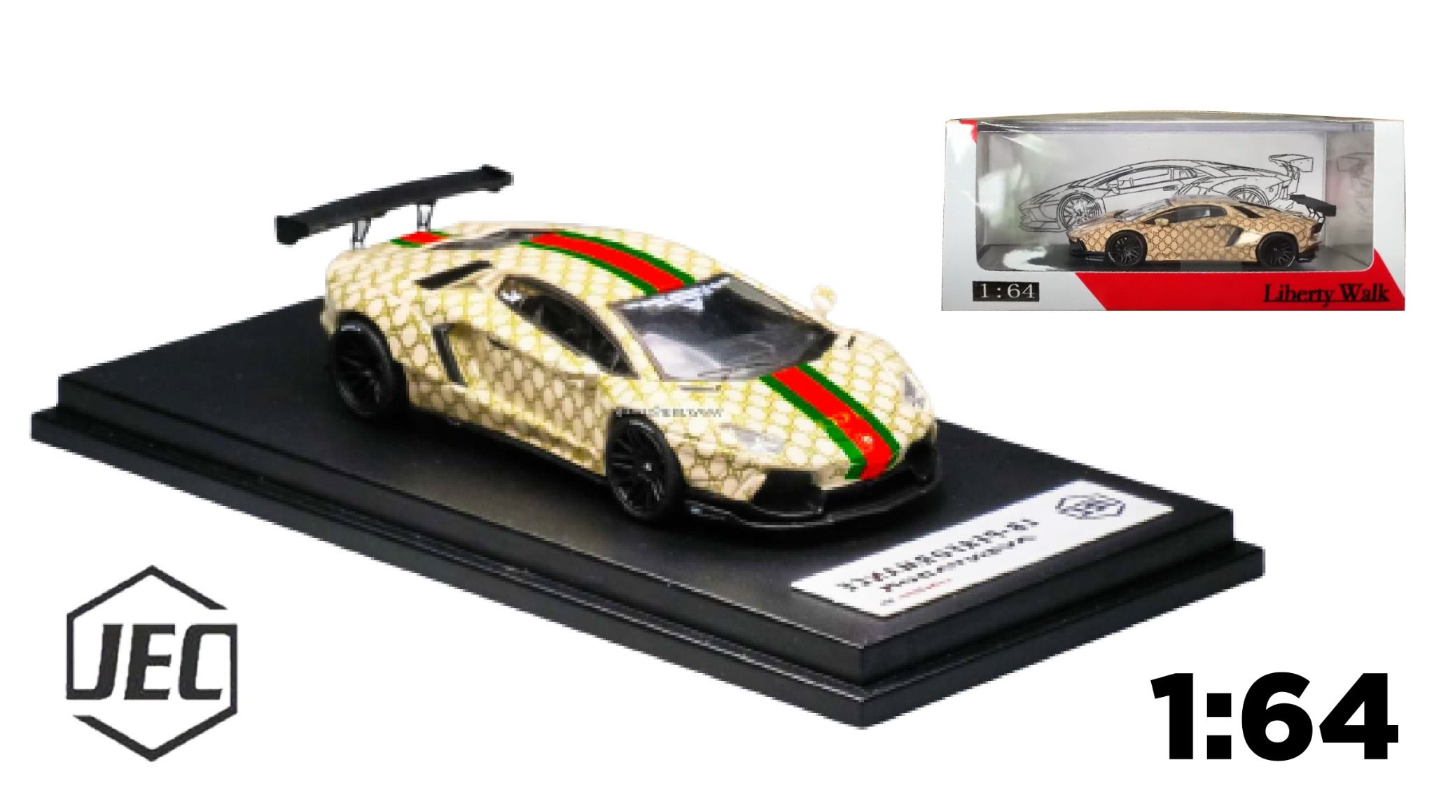 Xe mô hình Lamborghini Aventador LB*Performance Gucci 1:64 JEC J64-002-GU