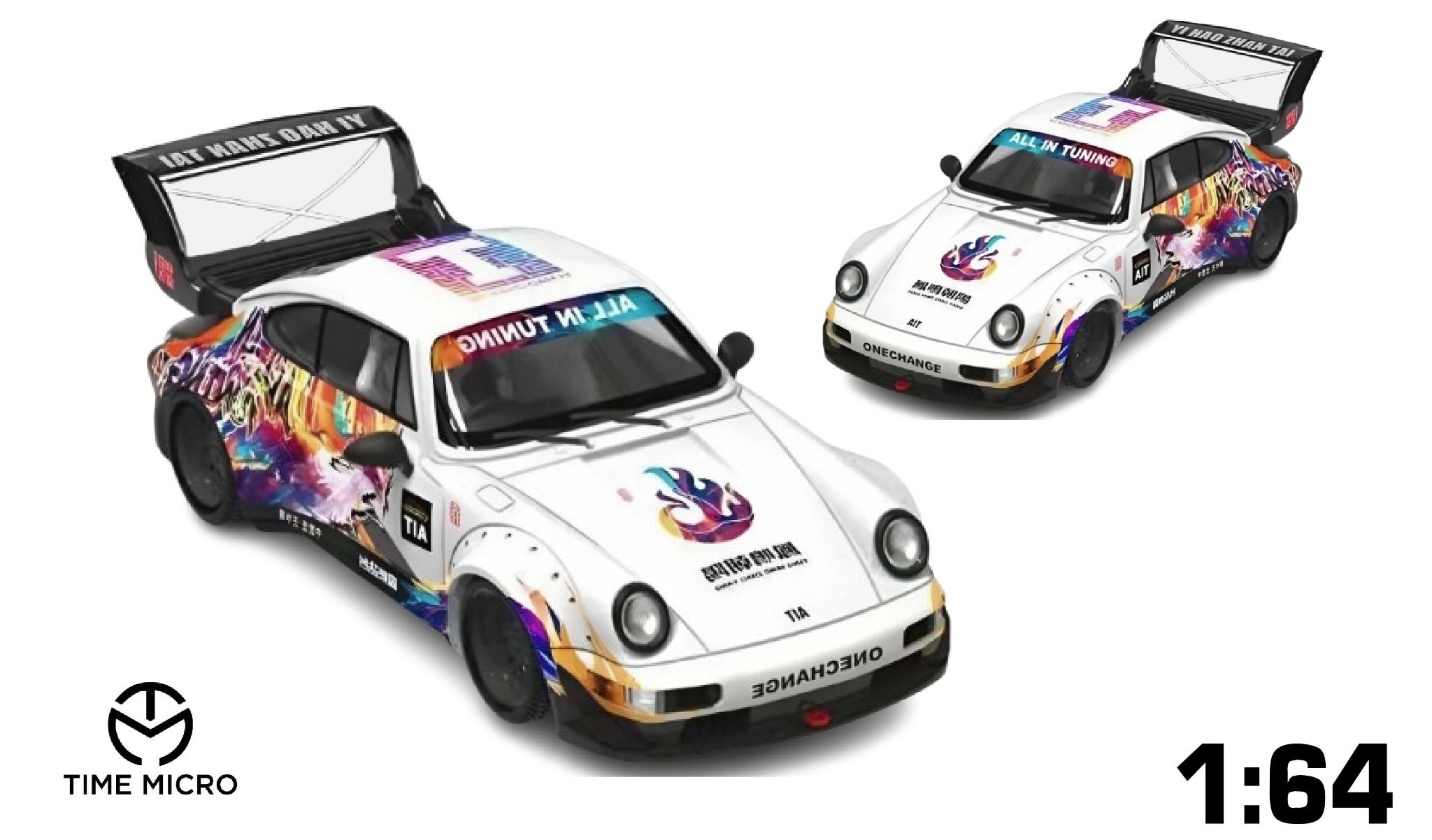 Mô hình xe Porsche 964 RWB Rauht Welt 10th Anniversary high tail Phoenix tỉ lệ 1:64 Modern art More Art MD640869