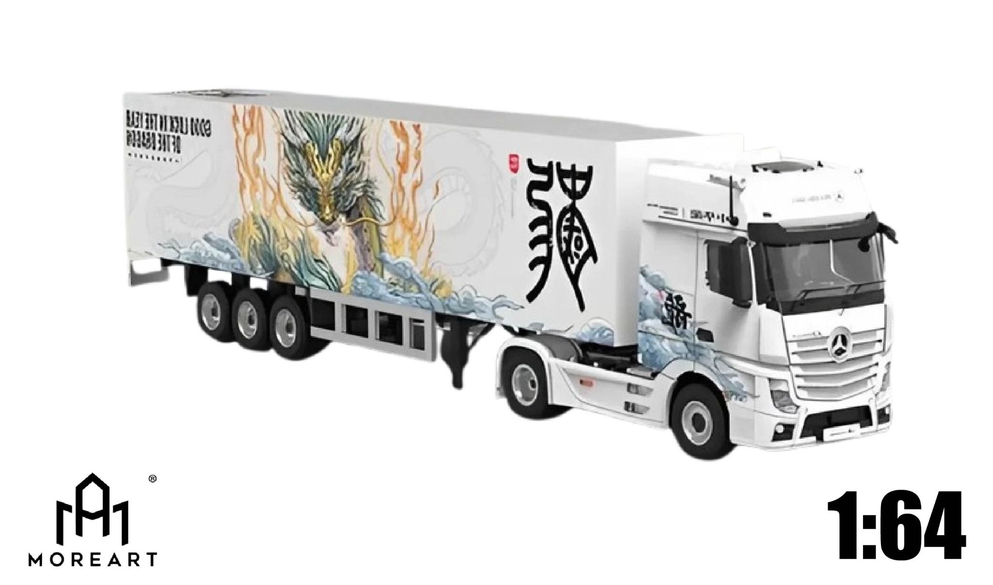 Mô hình xe đầu kéo Scania kèm trailer container Dorothy Dragon Paint White tỉ lệ 1:64 Modern Art More art MD644007
