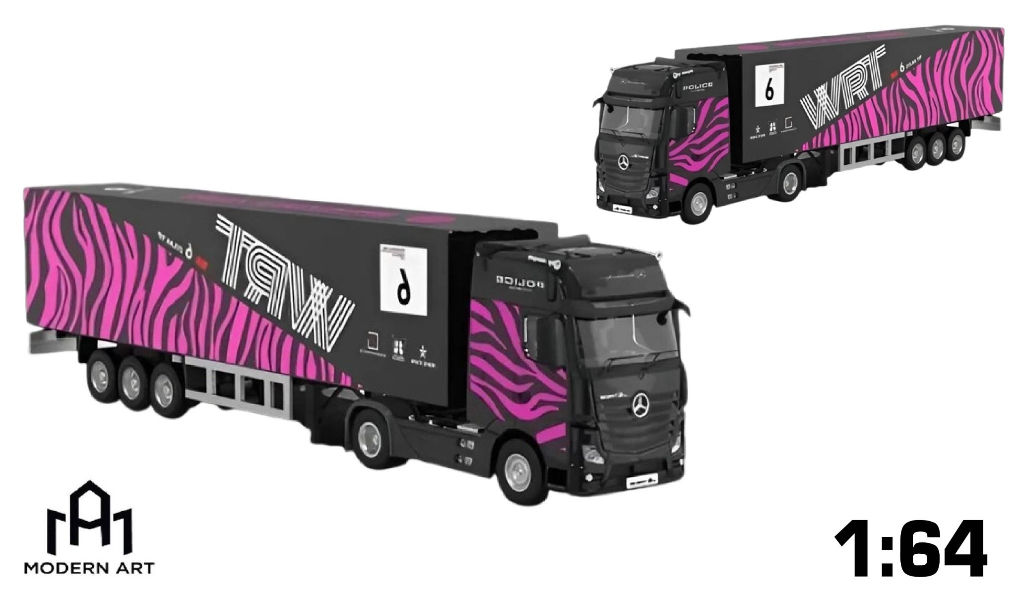 Mô hình xe Mercedes Benz Actros Carrera Cup HEC Event 2025 tỉ lệ 1:64 ModernArt& WRT MD646728