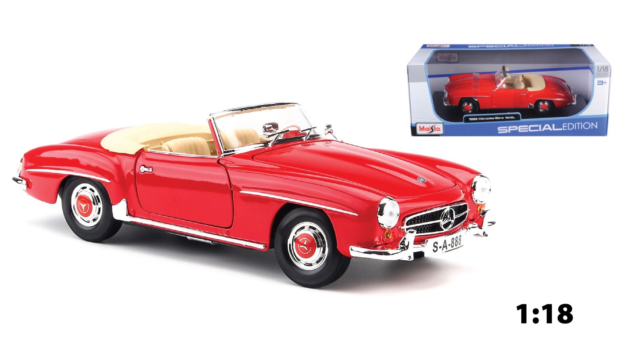  Mô hình xe Mercedes Benz 190sl (1955) Red 1:18 Maisto 2677 