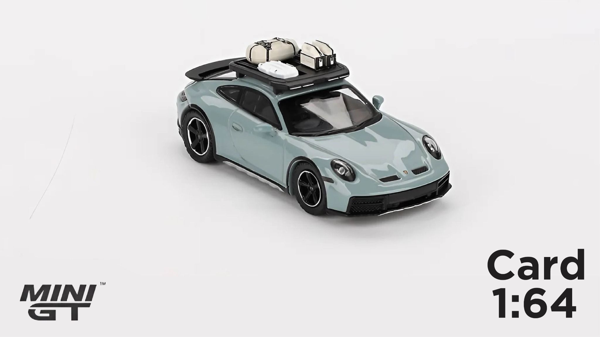 Mô hình xe ô tô Porsche 911 Dakar Shade Green Metallic card version tỉ lệ 1:64 MiniGT MGT00780-MJ