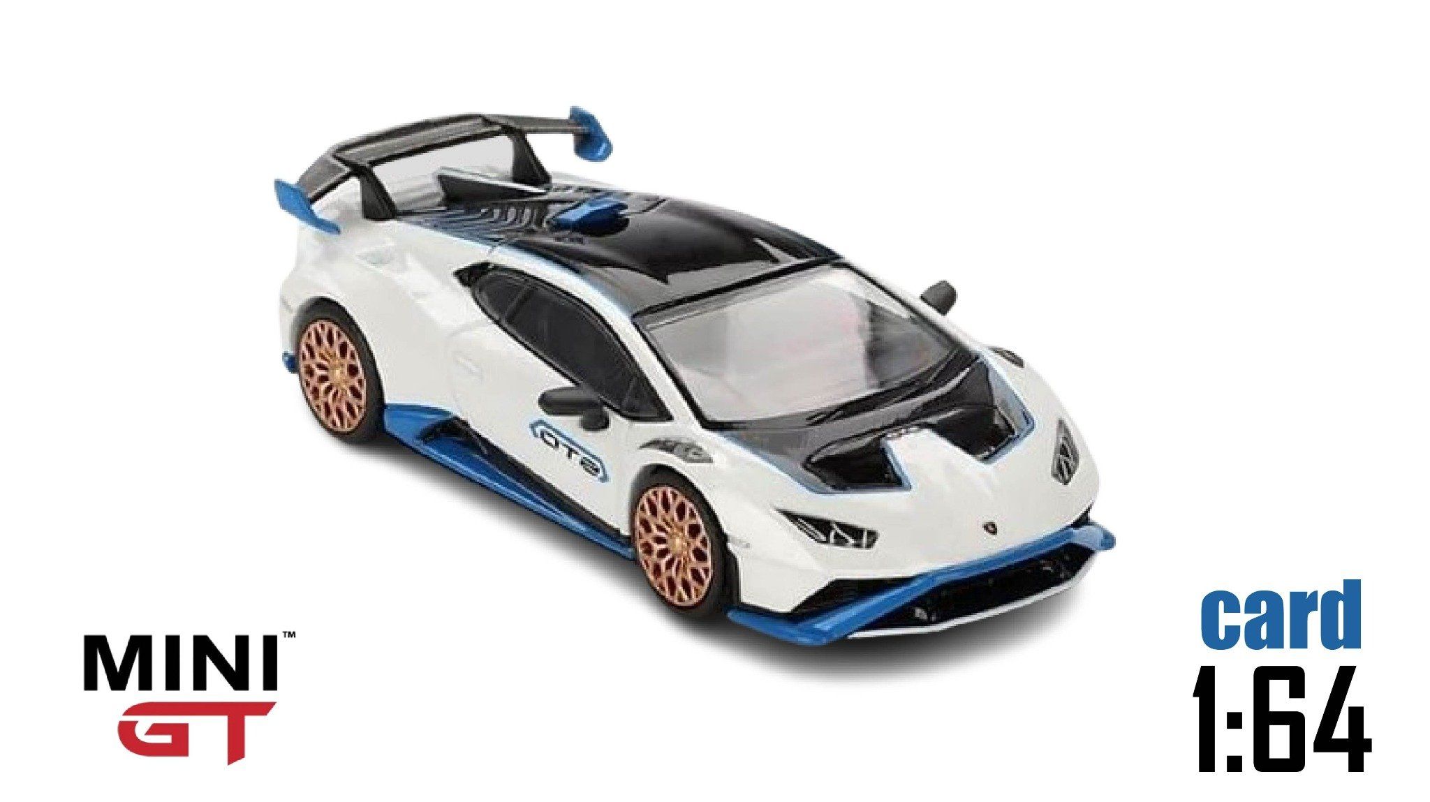 Mô hình xe Lamborghini Huracán STO Bianco Asopo bản card tỉ lệ 1:64 MiniGT MGT00788-BL