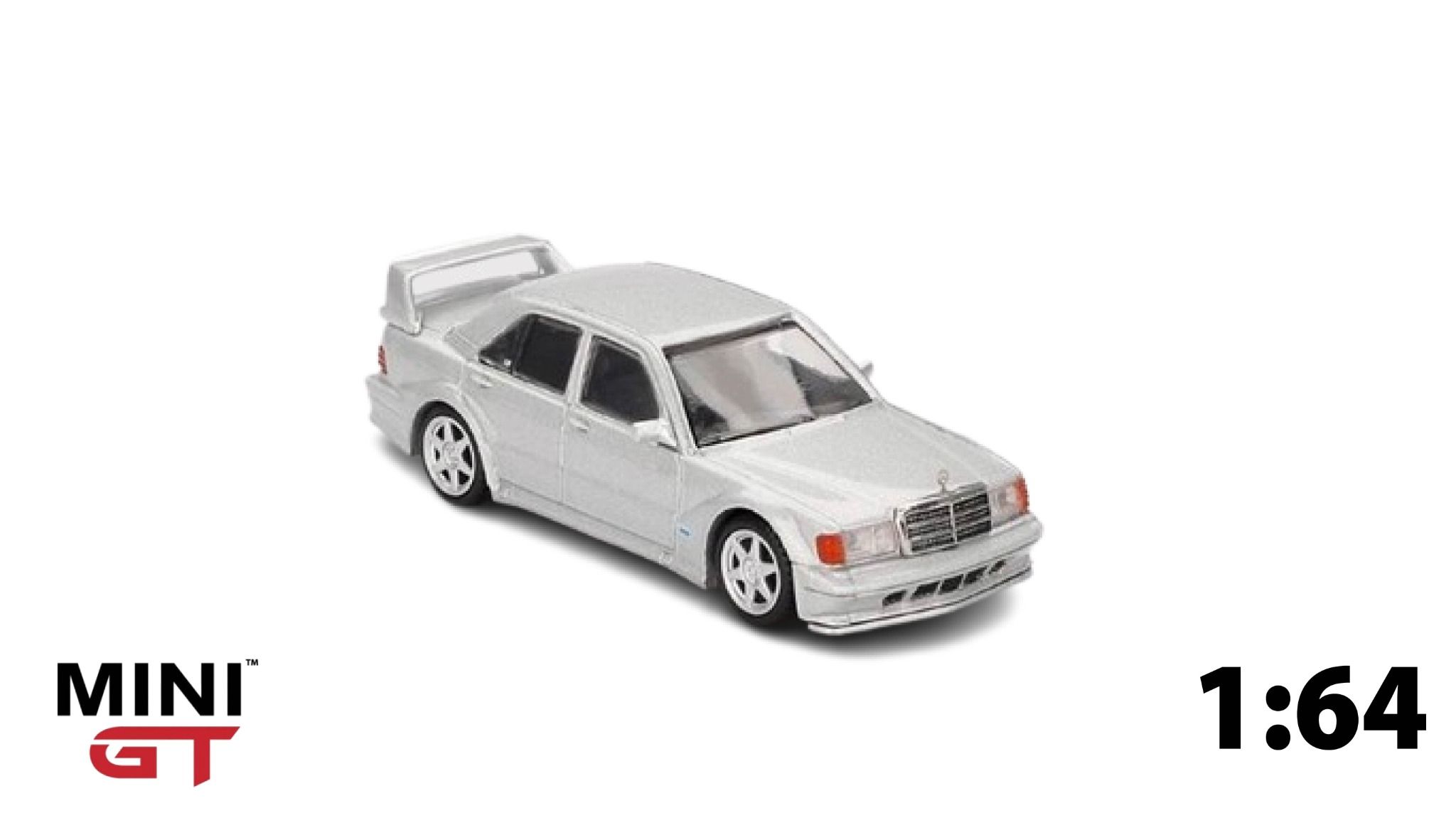 Mô hình xe Mercedes-Benz 190E 2.5-16 Evolution II Astral Silver bản card tỉ lệ 1:64 MiniGT MGT00852-BL