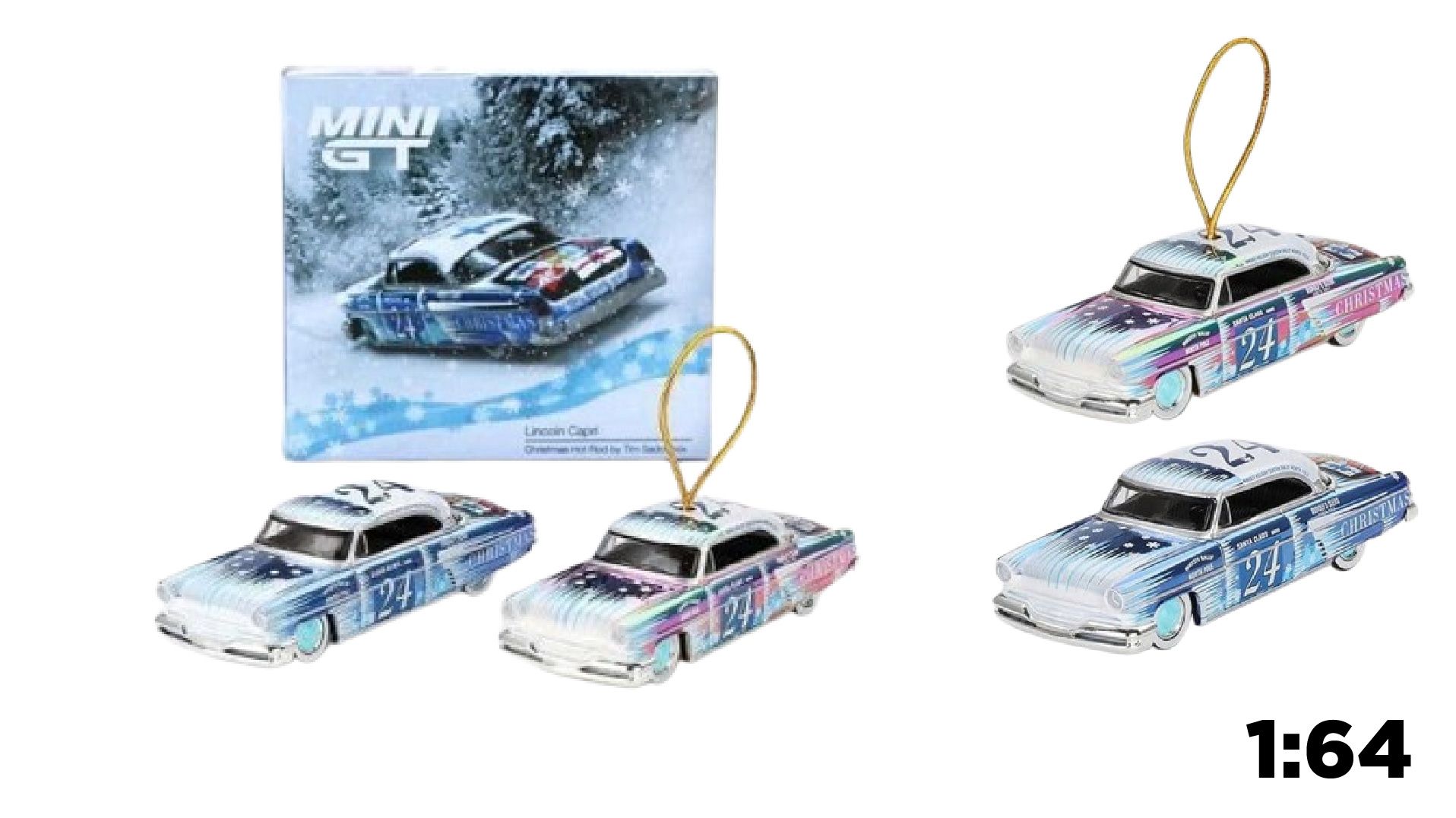 Mô hình xe Lincoln Capri Christmas Hot Rod by Tim Sadchikov 2024 Christmas Edition tỉ lệ 1:64 MiniGT MGT00888
