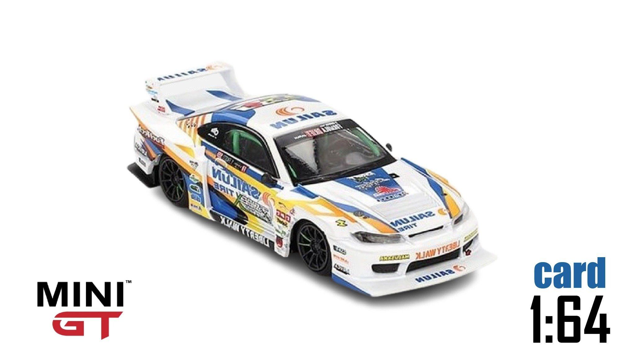 Mô hình xe Nissan LB-Super Silhouette S15 SILVIA #555 2023 Formula Drift Japan bản card tỉ lệ 1:64 MiniGT MGT00895-BL