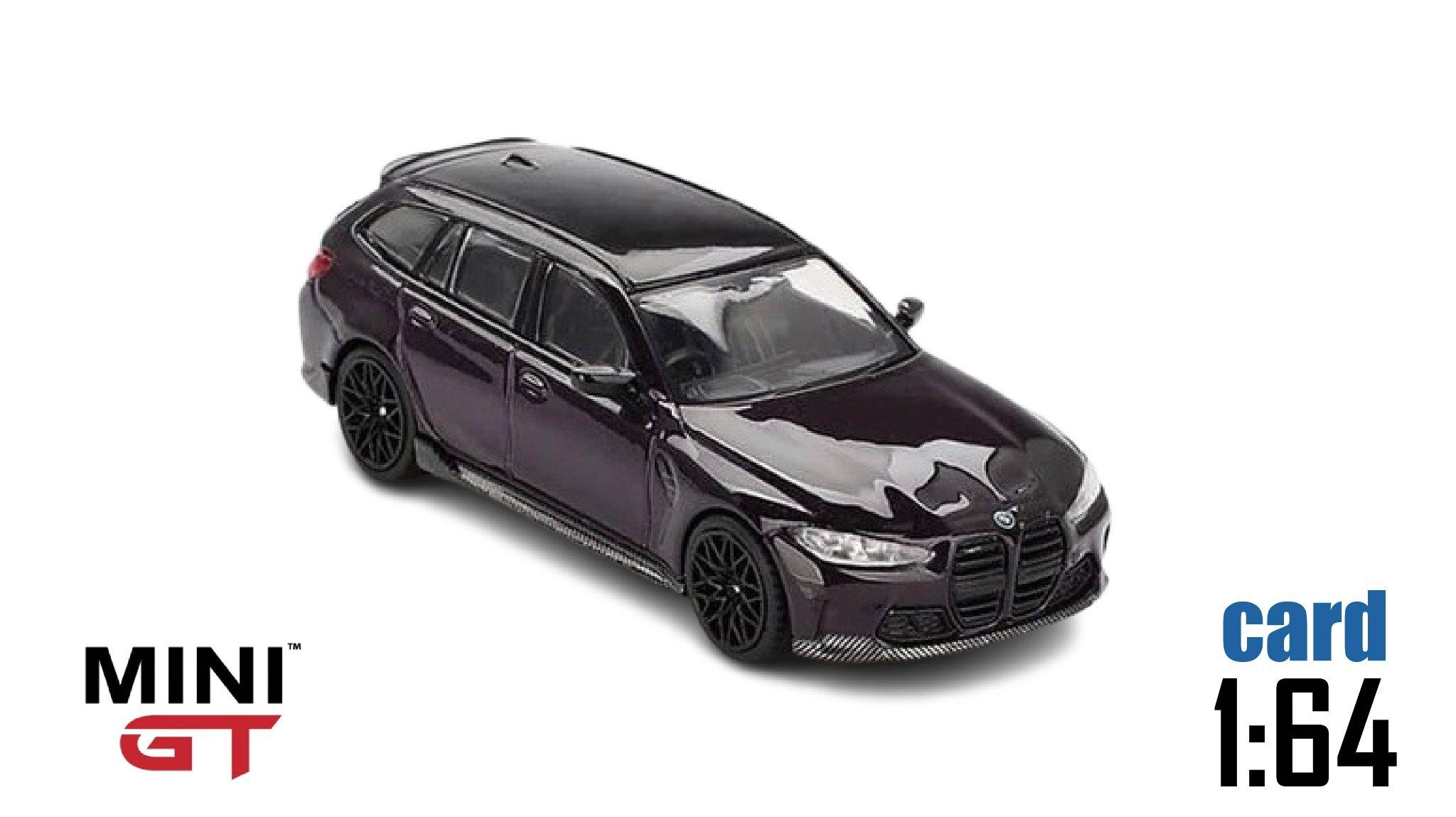 Mô hình xe BMW M3 M Performance Touring Daytona Violet bản card tỉ lệ 1:64 MiniGT MGT00896-BL