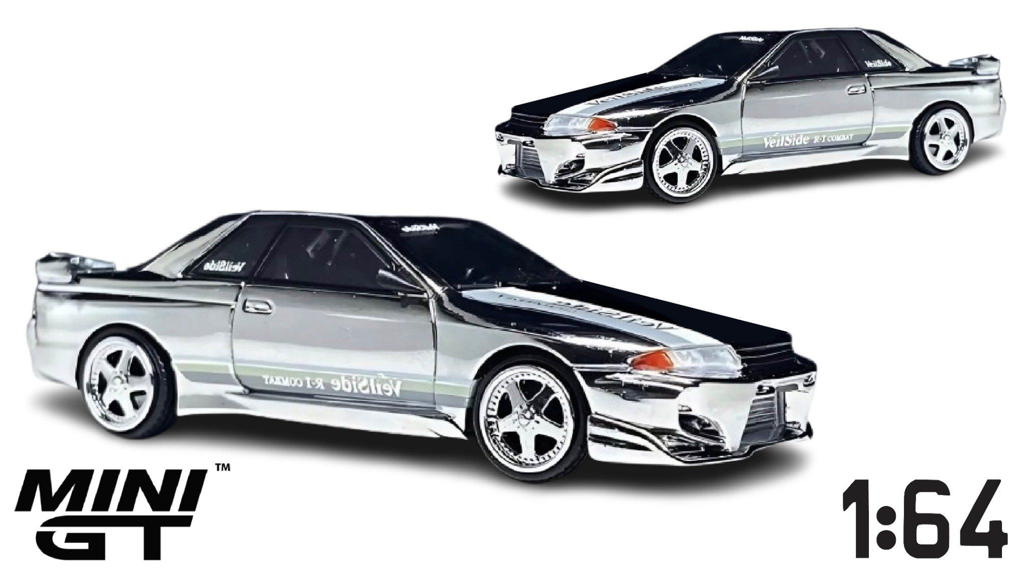 Mô hình xe Nissan Skyline GT-R (R32) VeilSide Combat C-I Chrome – Hobby Expo China 2025 tỉ lệ 1:64 MiniGT MGT00979