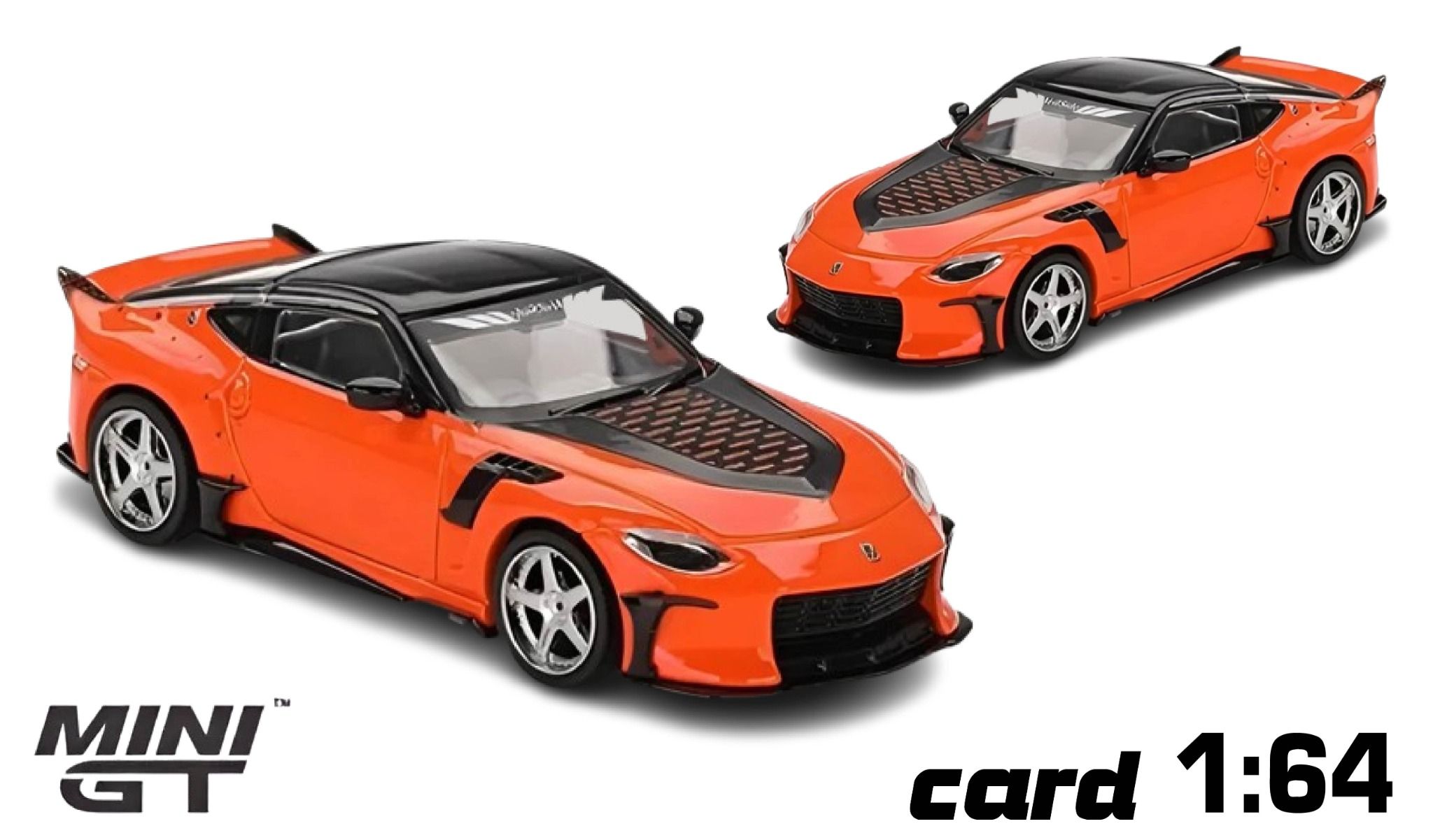 Mô hình xe Nissan Z VeilSide FFZ400 Orange bản card tỉ lệ 1:64 MiniGT MGT00989