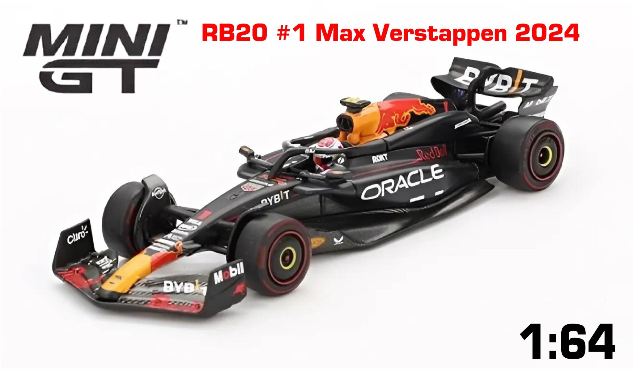 Mô hình xe Oracle Red Bull Racing RB20 #1 Max Verstappen 2024 F1 2024 Bahrain GP Winner bản Card tỉ lệ 1:64 MiniGT MGT01018 (NO CHASE CAR)