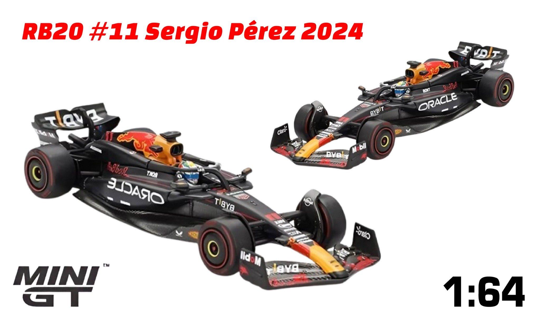Mô hình xe Oracle Red Bull Racing RB20 #11 Sergio Pérez 2024 F1 2024 Bahrain GP 2nd Place tỉ lệ 1:64 MiniGT MGT01019